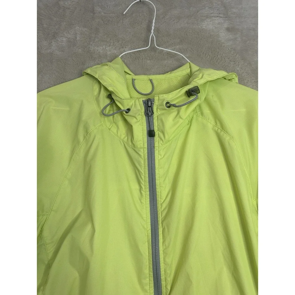 Eddie Bauer Women's Large Windbreaker Lime Green Hooded‎ Ripstop Jacket - Picture 3 of 8